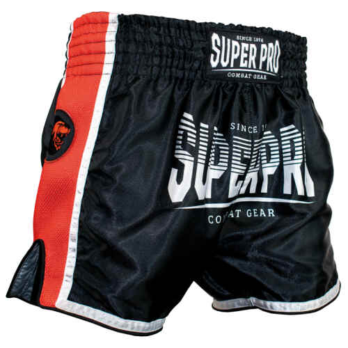 Super Pro Stripes Kickboks broekje Zwart/Rood/Wit