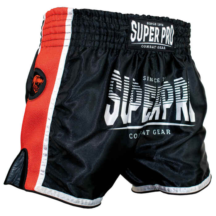 Super Pro Stripes Kickboks broekje Zwart/Rood/Wit