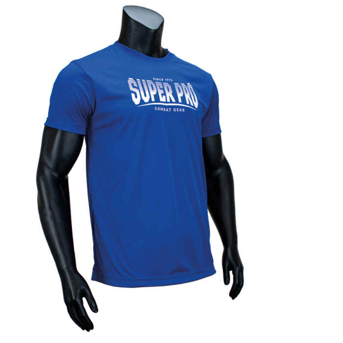 Super Pro Stripes Sportshirt DryFit T-Shirt Blauw/Wit