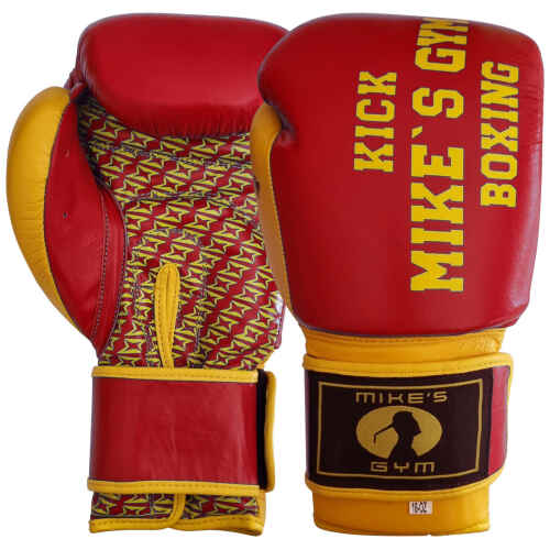Mike's Gym Bokshandschoenen - Leer - Rood met geel - jokasport.nl