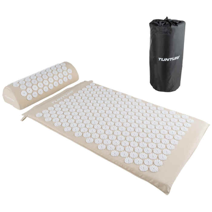 Tunturi Spijkermat - Acupressuur Mat en Kussen - Beige