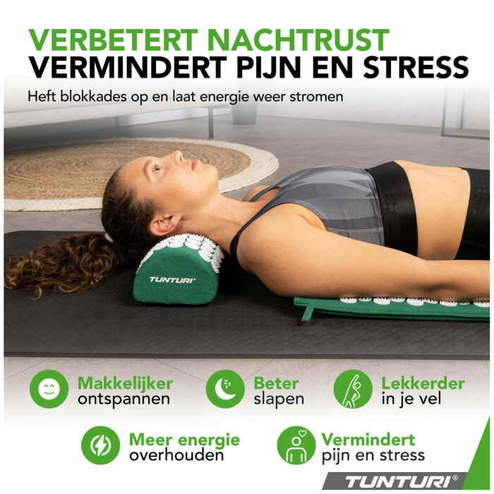 Tunturi Spijkermat - Acupressuur Mat en Kussen - Beige