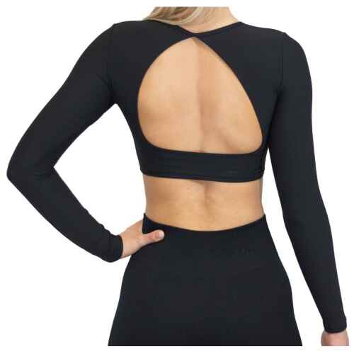 Fittastic Sportswear Longsleeve Backless Top Black