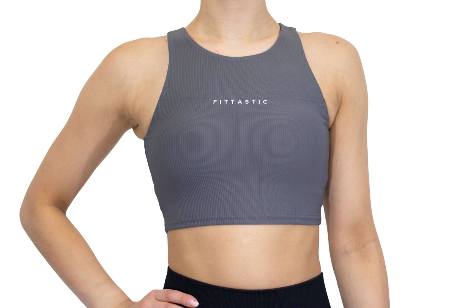 Fittastic Sportswear No Sleeve Backless Top Gray