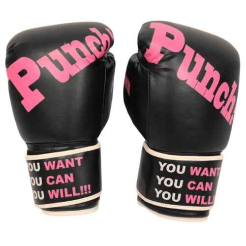 Punch! Dames Bokshandschoenen - PU - Zwart logo