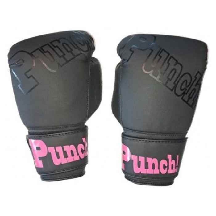 Punch! Dames Bokshandschoenen - PU - Zwart logo