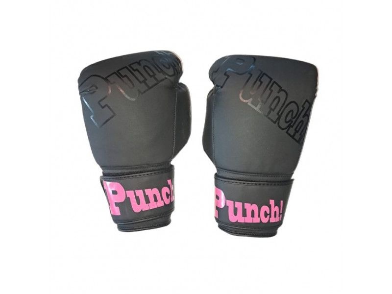 Punch! Dames Bokshandschoenen - PU - Zwart logo