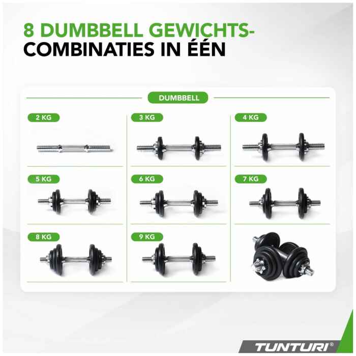 Tunturi Halter & Dumbells Set - 20 kg, Ijzer
