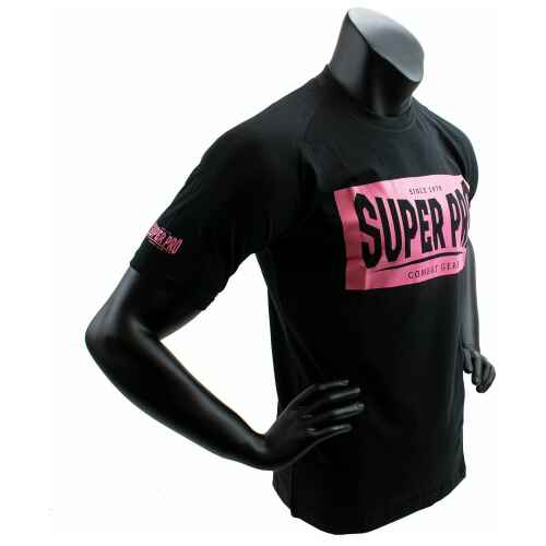Super Pro T-Shirt met logo - Katoen - Zwart met roze