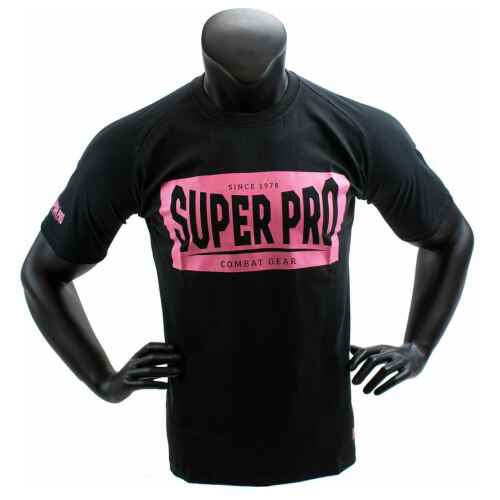 Super Pro T-Shirt met logo - Katoen - Zwart met roze