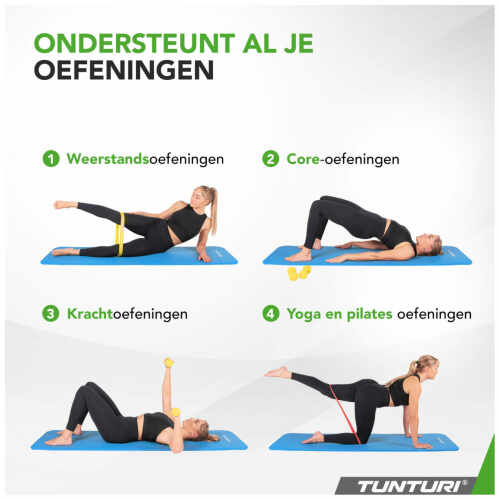 Tunturi Fitnessmat NBR 15mm - met draagkoord - Blauw
