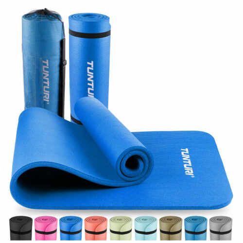 Tunturi Fitnessmat NBR 15mm - met draagkoord - Blauw