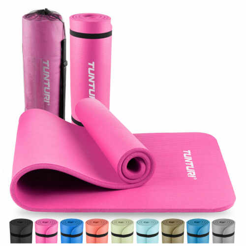 Tunturi Fitnessmat NBR 15mm - met draagkoord - Roze
