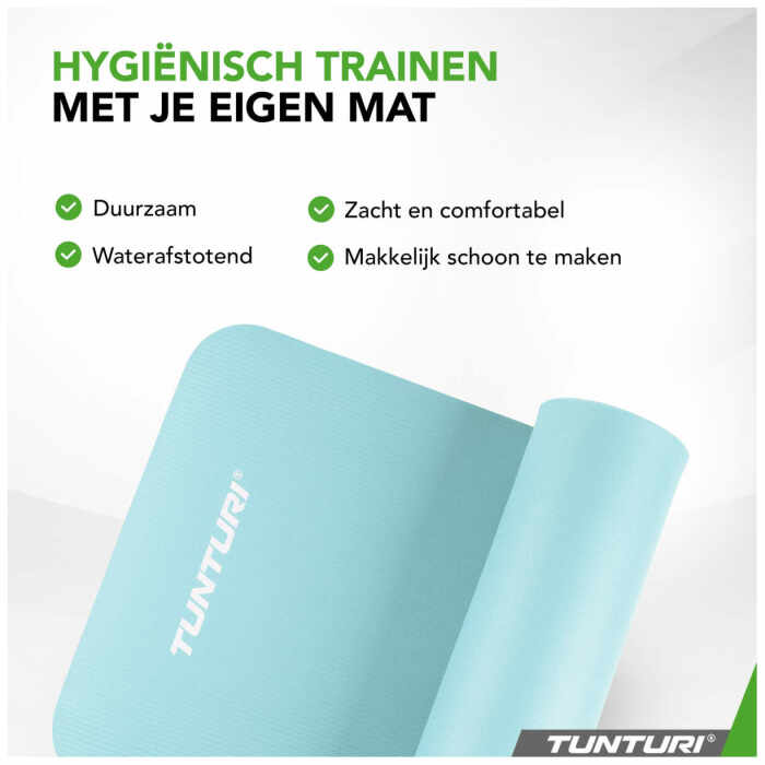 Tunturi Fitnessmat NBR 15mm - met draagkoord - Lichtblauw