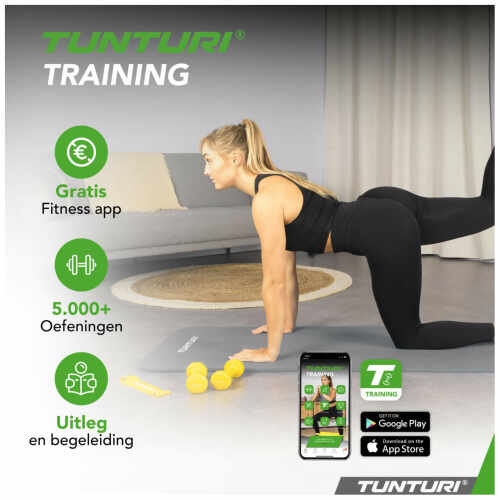 Tunturi Fitnessmat NBR 15mm - met draagkoord - Grijs