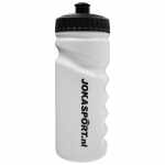 Jokasport 500ml bidon, wit met zwart deksel en logo, BPA-vrij - jokasport.nl