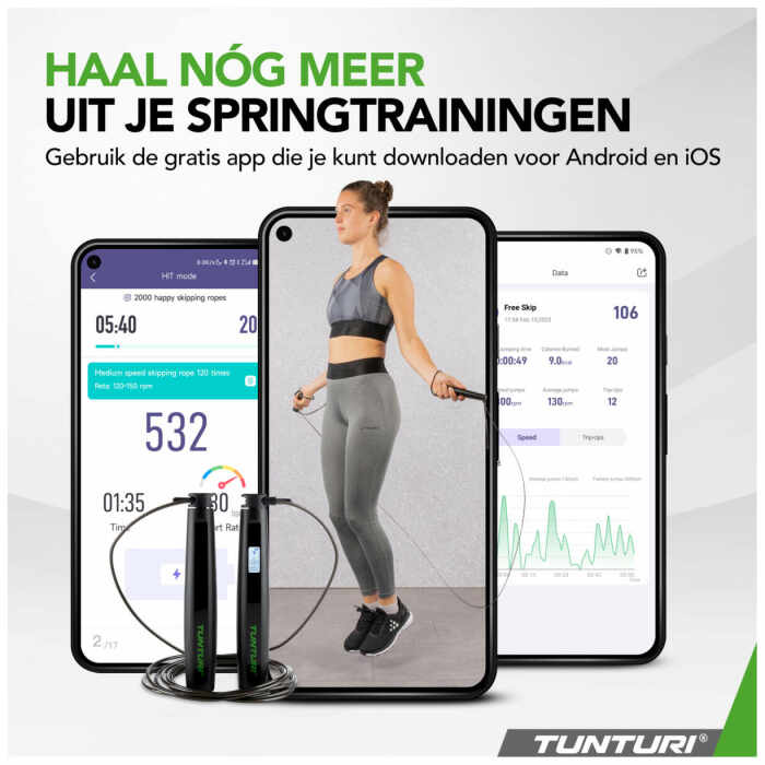 Tunturi Slim springtouw met display en app
