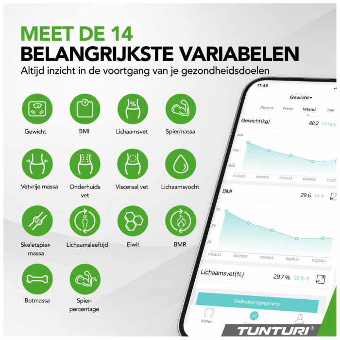 Tunturi SC30 Smart Scale - Weegschaal met app