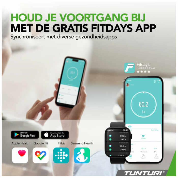 Tunturi SC30 Smart Scale - Weegschaal met app