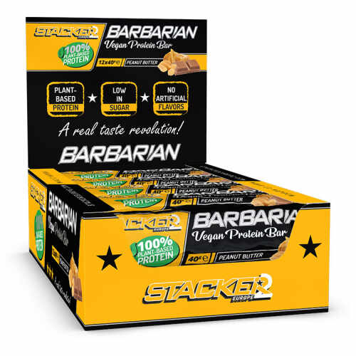 Stacker 2 Barbarian Vegan Protein Bar - Peanut Butter 40gr - jokasport.nl