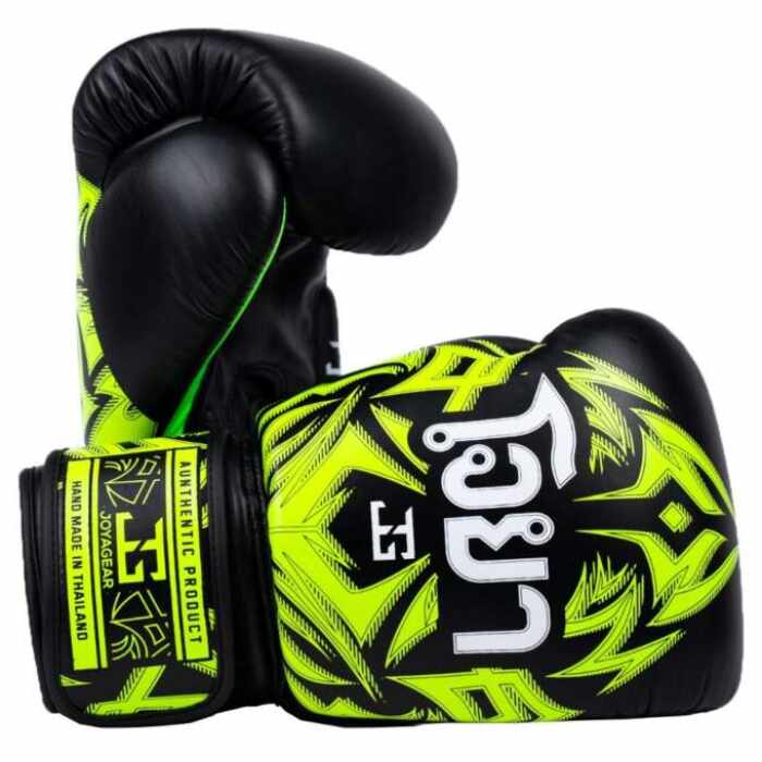Joya Nak Muay - Bokshandschoenen Leer - Zwart / Lime