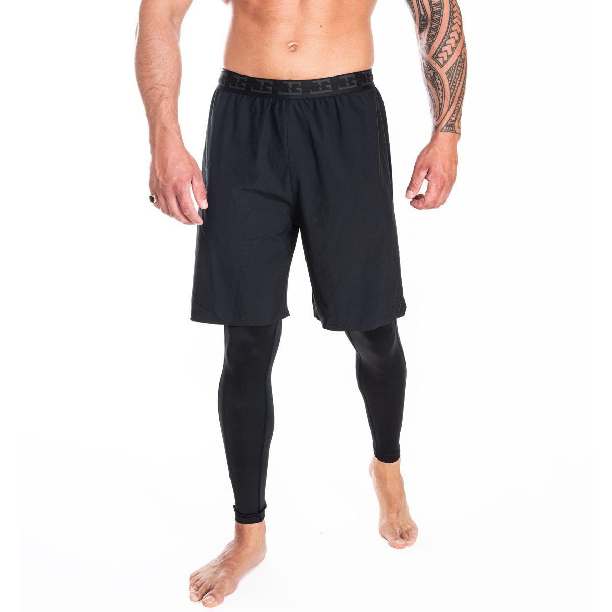 JoyaGear 2-in-1 short met lange legging – Zwart/Zwart