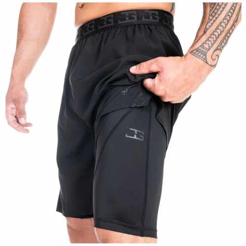 2-1 short met korte legging - Zwart/Zwart