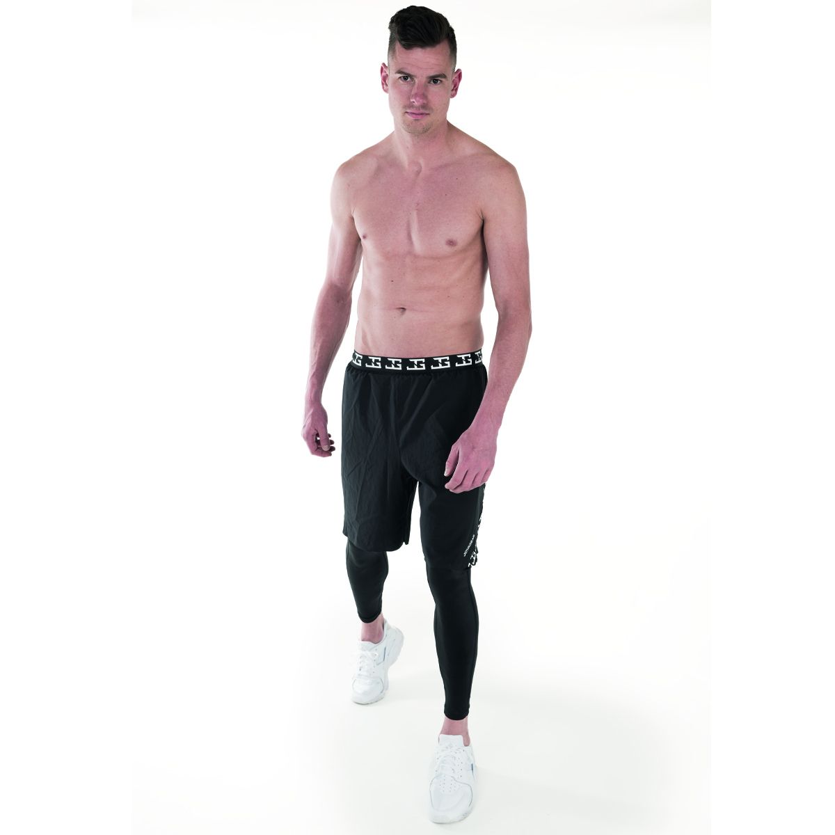 JoyaGear 2-in-1 short met lange legging – Zwart/Wit