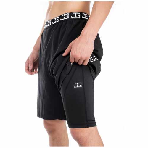 2-1 short met korte legging - Zwart/Wit
